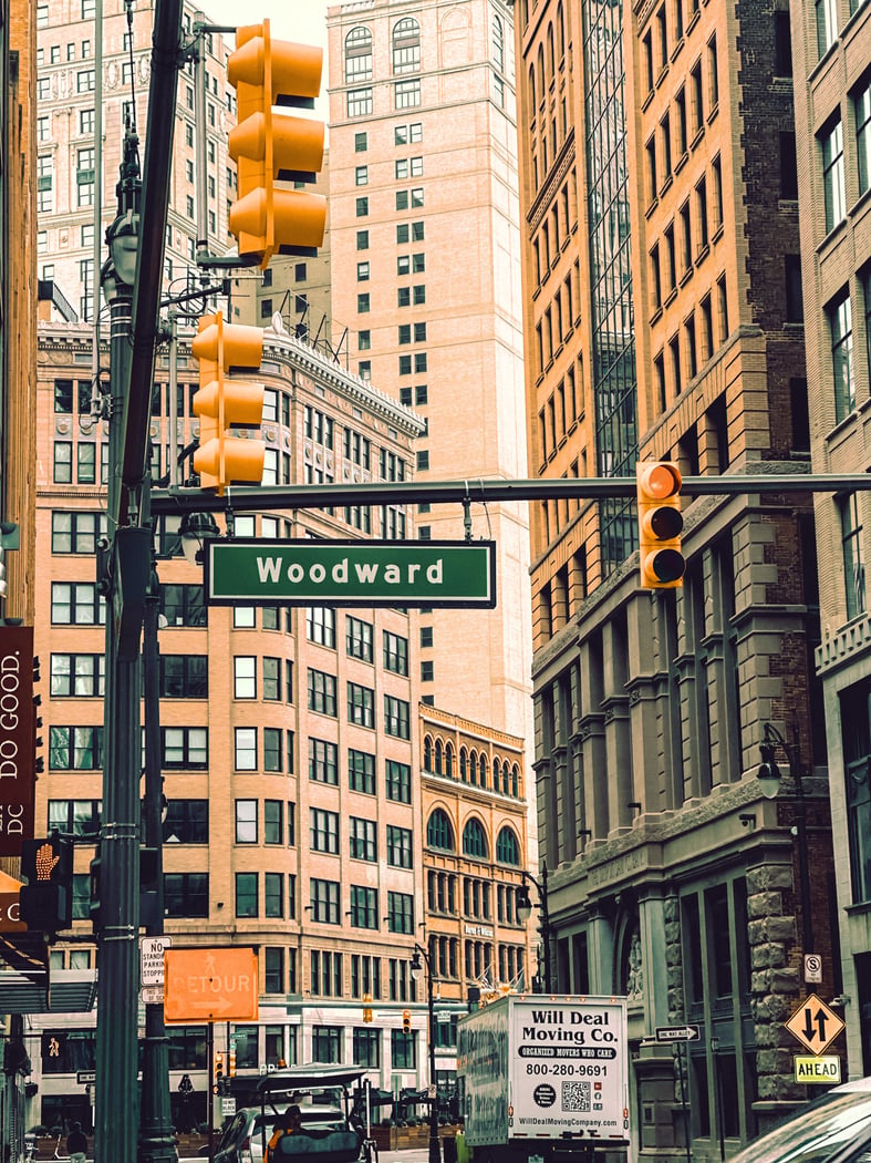 Woodward Avenue, downtown Detroit