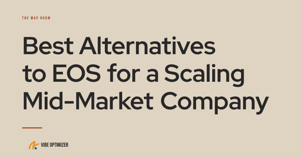Vibe Optimizer article card — "Best Alternatives to EOS for a Scaling Mid-Market Company"
